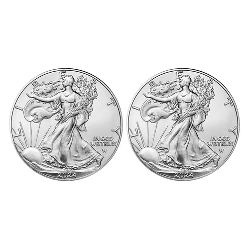 (2) 2024 American Silver Eagles 1 Troy Oz .999 Fine Silver BU *No Spots No Haze*