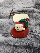 Christmas Ornament Stocking Red with Santa Tree Holiday Decoration