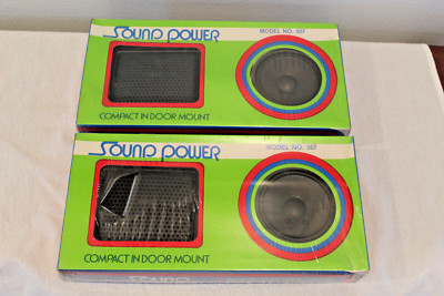 (2) Vintage NOS SoundPower Model 507 Car Radio Stereo 4  Compact Door Mount Pair