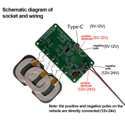 High Power Transmitter Q Wireless Charger Module w/ Car 3-coil Type-C 18/20W