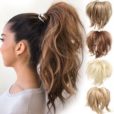 US New 12" Bendable Claw Clip In On Ponytail Hair Extensions Real Thick As Human