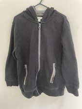 Gymboree Kids Boys Solid Black Full Zip Long Sleeve Hooded Jacket Black S 5-6