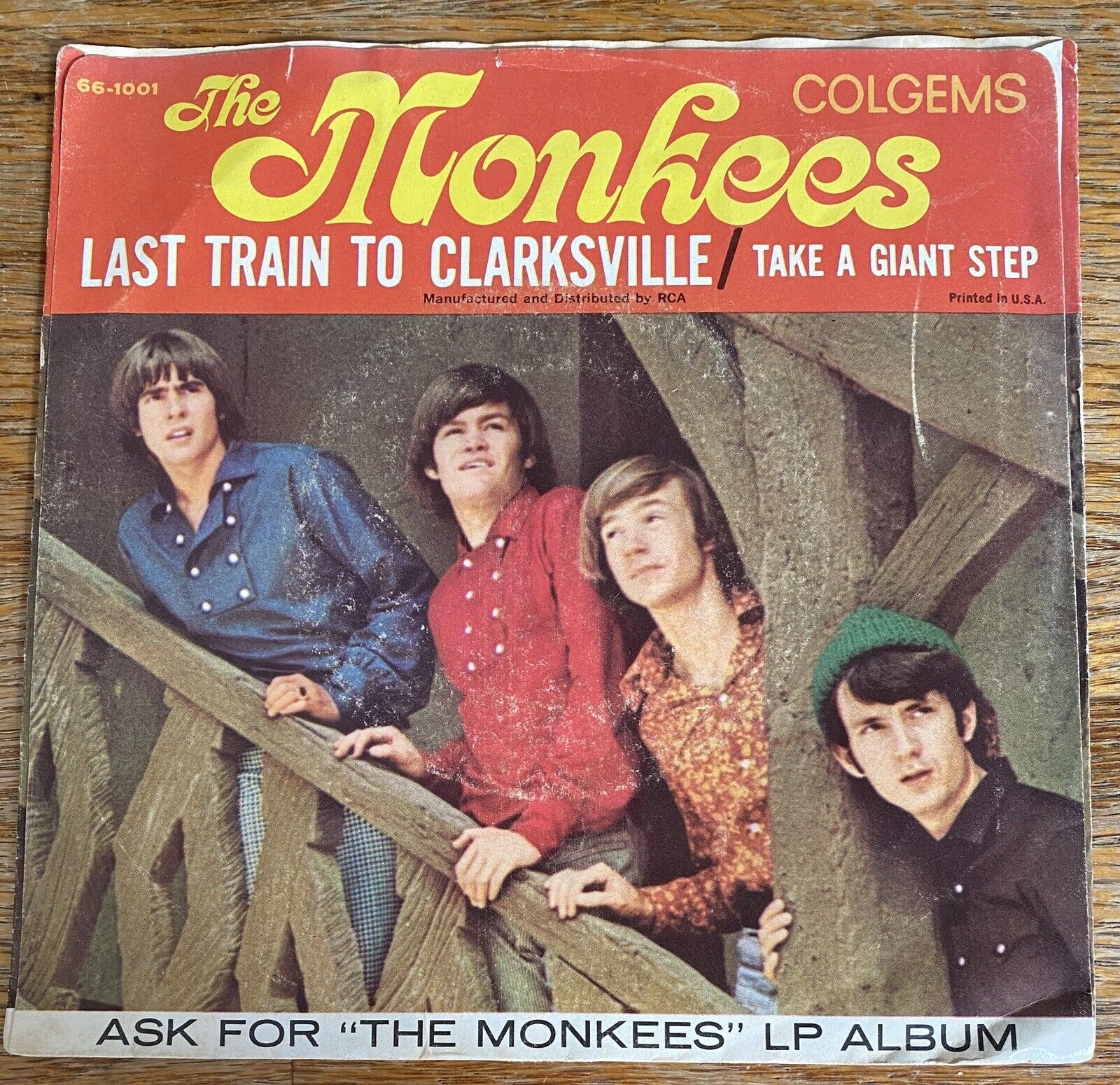 Monkees Last Train to Clarksville Colgems  66-1001 45rpm Color Sleeve