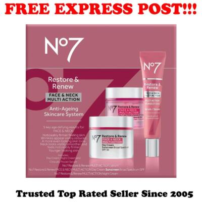 BOOTS No7 RESTORE RENEW FACE NECK MULTI ACTION SKINCARE SYSTEM