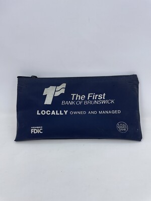 The First Bank Of Brunswick Vinyl Zipper Bank Bag Deposit Bag Money Bag