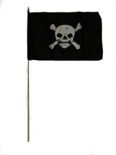 12x18 12"x18" Jolly Roger Pirate Skull and Crossbones Stick Flag Staff