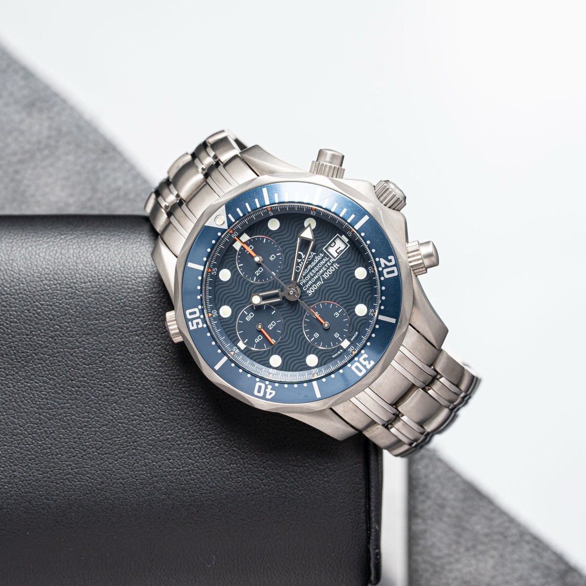 Mens Omega Seamaster Titanium Professional Chronograph watch Blue