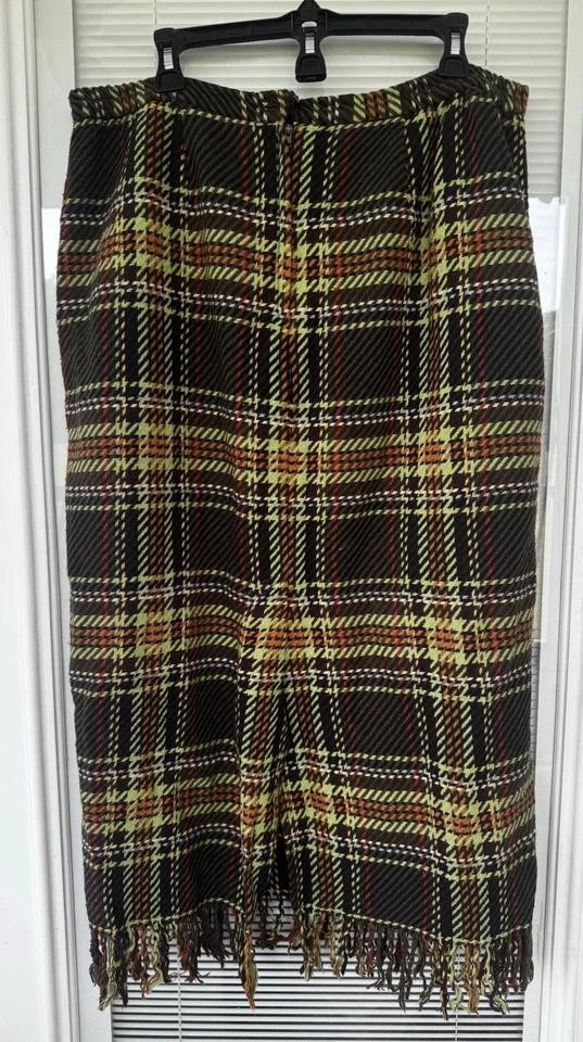 Falda de mezcla de lana a cuadros con flecos talla 16 de colección Requirements Forrado Foto 2 de 4