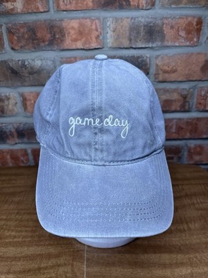 Game Day Embroidered Script Logo Gray Strapback Buckle Dad Hat Gameday