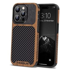 Compatible with Case Wood Grain with Carbon Fiber Texture iPhone 14 Pro Black