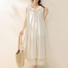 New Summer Womens A-Line Sleeveless Loose Casual Pullover Slip Dress Long Dress
