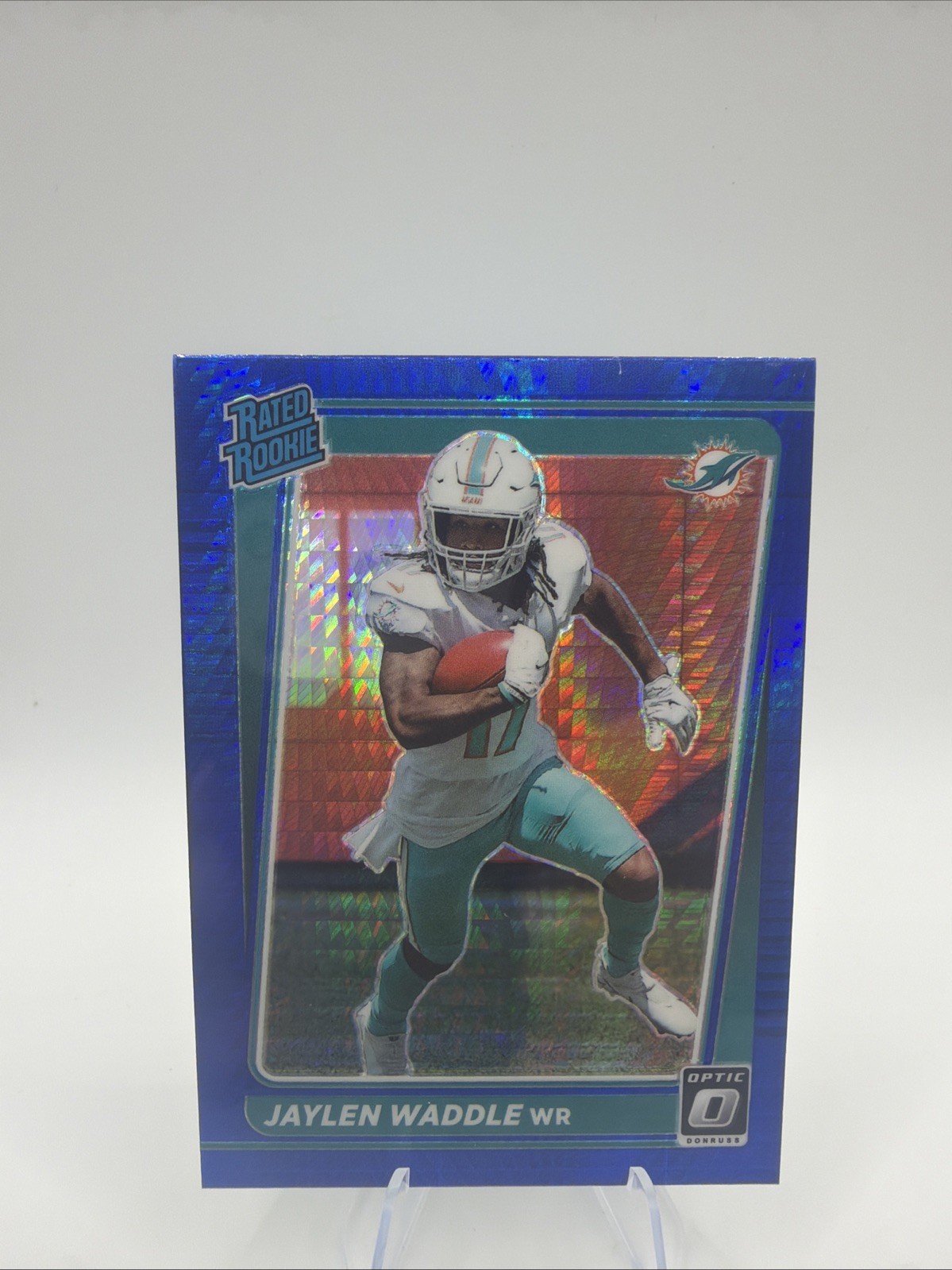 Panini 2021 Donruss Optic Jaylen Waddle Dolphins Rated Rookie Blue Hyper #208