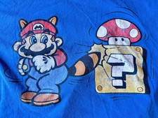 Vintage Super Mario Racoon Shirt Y2K Nintendo Mushroom Gildan Size Medium