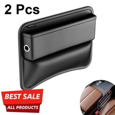2x Car Seat Gap Pu Leather Catch Catcher Box Caddy Slit Pocket Storage Organizer