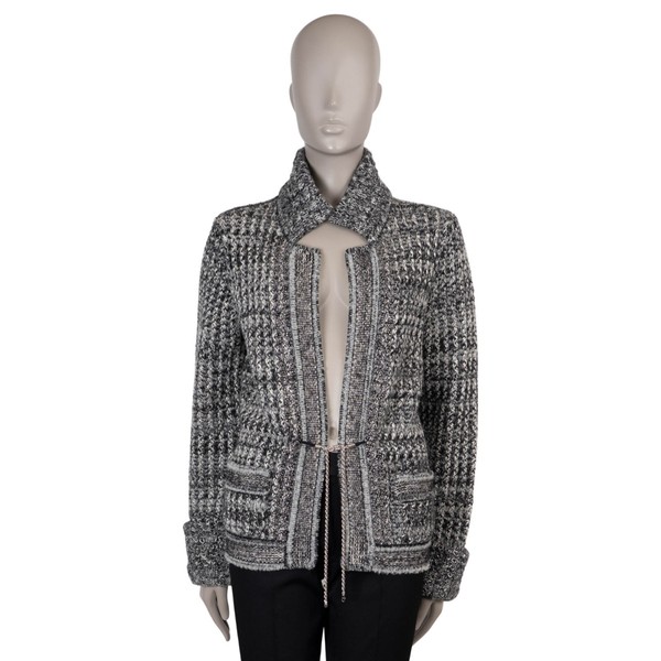 39140-1 authentische CHANEL grau Kaschmir 11A BYZANCE PERLEN STRICKJACKE 40 M