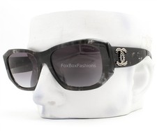 Chanel Sunglasses Black Gray Tweed Silver CC Logo ch5554-A 1817/S6 with Case