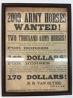 Vintage 1865 Civil War Broadside 2000 Army Horses Wanted Madison WI Framed