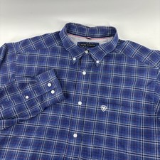 Ariat Pro Series Shirt Men s XL Blue Red White Plaid Long Sleeve Button Down