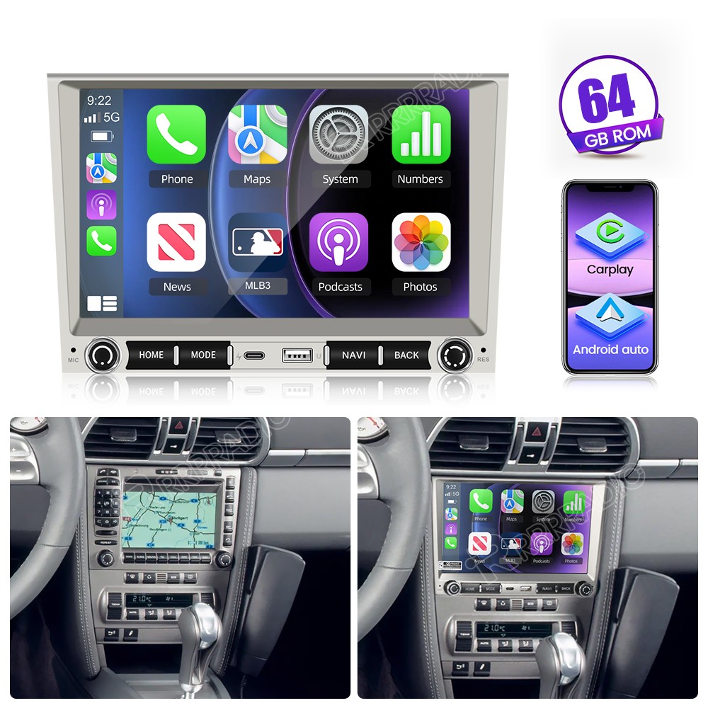 Car Radio Navigation for Porsche Cayman 911 987 Boxster 997 Carplay