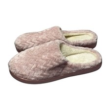Women's M 7-8 Mule Baby Pink Faux Fur Lined Comfort Casual Slip-On Slippers