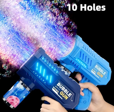 1pc 10-Hole Electric Bubble Gun Toy for Kids   Outdoor Summer Fun - NEW