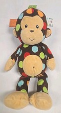 Taggies Polka Dot Plush Monkey Security Baby Toy Lovey Satin Tags 12"