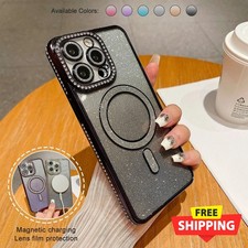 Bling Glitter MagSafe Magnetic Plating Case For iPhone 16 15 Pro Max 14 13 12 11
