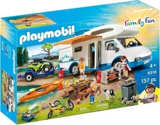 PLAYMOBIL Familiy Fun 9318 Camping Set 137 Teile Spielzeugauto mit Anhänger
