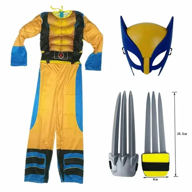 Niños Wolverine Disfraz Juegos con disfraces Mono Garra Niños Halloween Fiesta Disfraz Elegante Foto 2 de 4