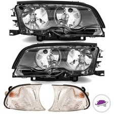 SET SCHEINWERFER 99-01 Re + Li Schwarz +Blinker passt für BMW 3er E46 2/3 Türer