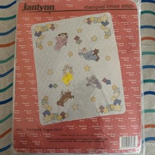 Vintage Janlynn Patchwork Angels Quilt Stamped Cross Stitch Kit With 2 Bonus Kit