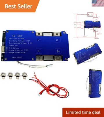4S 100A DC14.6V BMS LiFePO4 Battery Balance Charge Board NTC Temperature Prot...