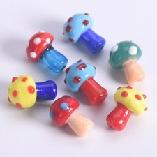 10pcs Colorful Mushroom Shape 17x13mm Handmade Lampwork Glass Loose Beads Lot