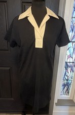 Everlane Organic Cotton Polo Dress XS Black Short Sleeve Flaw