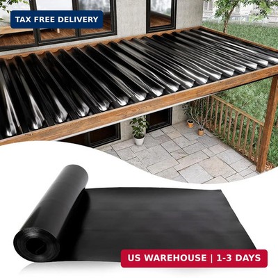 Muzata 1PCS 50FT Black Under Deck Drainage System Trough HDPE Waterproofing Memb