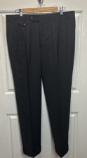 HILTL Super 100s Pure New Wool Dress Pants Mens 36x30 Gray Flat Front Tag 94