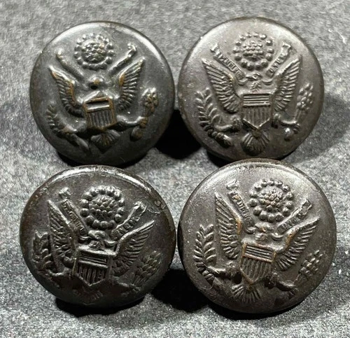 LOT x4 m1902 WW1 WWI US Army Military Rimless Uniform Buttons Gaunt London 15 mm
