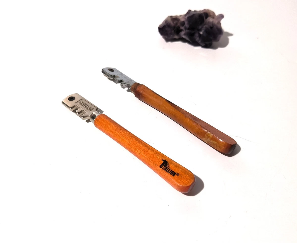 Glass Cutter, Stallion Diamond Glass Cutting Tool, Wooden Handle Glazier  Tools