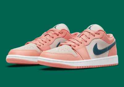 NEW WOMEN'S NIKE Air Jordan 1 Low PINK Teal Green DC0774-800 SIZE