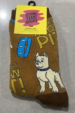 BROWN SOFT COMBED COTTON WOMEN'S CREW DOG PATTERN SOCKS