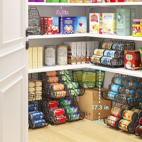 Stacking Can Dispensers 3 Tier with 3 Divider, Large Pantry Can Organizer, - Afbeelding 5 van 8