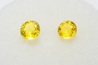 $1000 Natural 1ct Yellow Sapphire Round Cut LOOSE Matched Pair