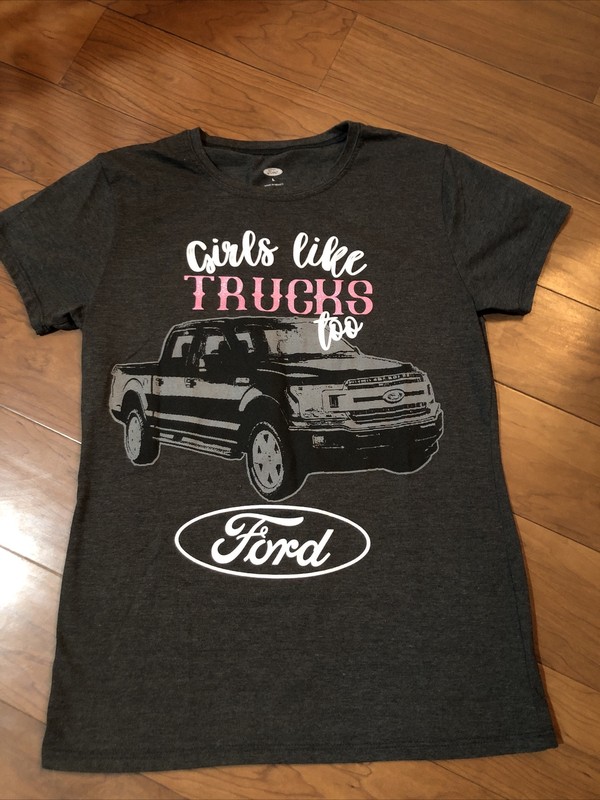 Ford “Girls Like Trucks Too” Gray Graphic Tee T-Shirt Size L
