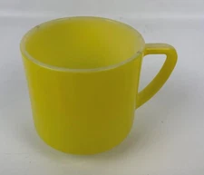 Vintage Federal Glass Mug YELLOW Stackable Coffee Cup D HANDLE 3"
