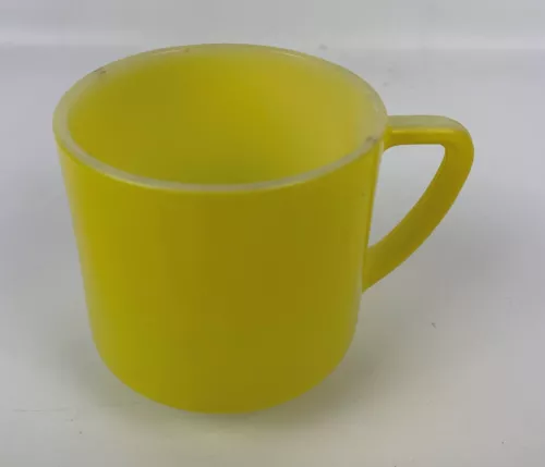 Vintage Federal Glass Mug YELLOW Stackable Coffee Cup D HANDLE 3"