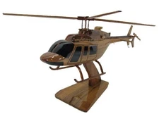 Bell 407 Jet Ranger Air Evac EMS Mahogany Wood Wooden Aviation Helicopter Model