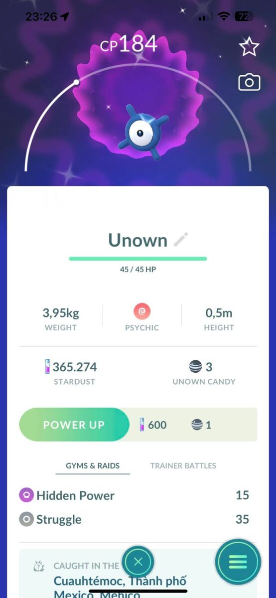 Shiny Unown X Pokemon GO