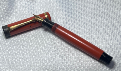 Parker Duofold Jr Fountain Pen 1920's Antique Lucky Curve Orange