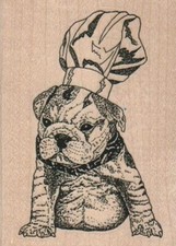 Dog With Chef Hat 2 1/4 x 3" Rubber Stamp, Dog Stamp, Dog Lover Stamp