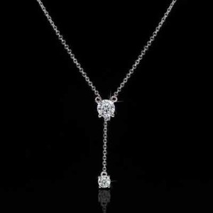 Authentic 2Ct Round Real Moissanite 18K White Gold Plated Women Y lariat Necklace Pendant